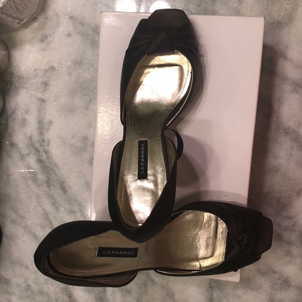 Caparros Brown Satin Heel D’orsay heels